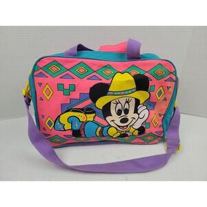 Vintage Minnie Mouse Bag Travel Luggage Carry On 80s Neon Cowgirl Shoulder Strap